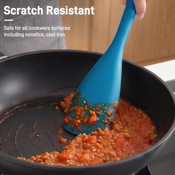 3 PACK Silicone Cooking Spatula & Spoon for Nonstick Cookware, BPA-Free | Multifunction Spoonula for Baking, Cooking, Serving, Mixing, Stirring, Scoop, Scrape - One-Piece Formed, Dishwasher Safe